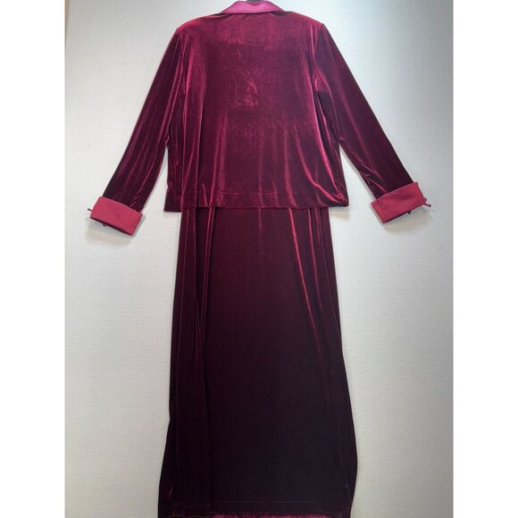Vintage Coldwater Creek Womens 2-Piece Jacket Skirt Set Size 10 Burgundy Velvet - Picture 11 of 16